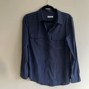 Equipment navy silk button down blouse/ shirt